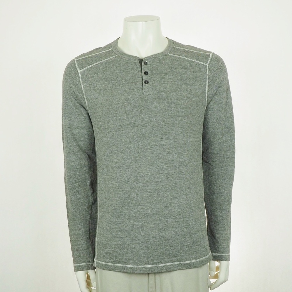 BKE Buckle Marled Henley Tee Shirt Mens Medium Heather Gray Crew Cotton Blend